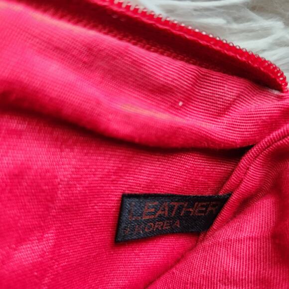 Summit Hill Leather Clutch Purse Solid Red Zip Top Holiday Handbag Vintage - Picture 7 of 8